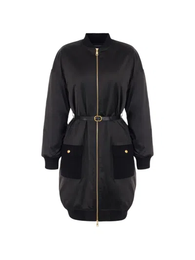 Elisabetta Franchi Down Jacket In Voile Fabric In Multi