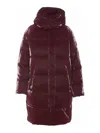 Elisabetta Franchi Satin Hooded Puffer Coat In Red