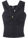 Elisabetta Franchi Black Stretch Top With Cross Detail