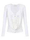 Elisabetta Franchi Draped Blouse In White