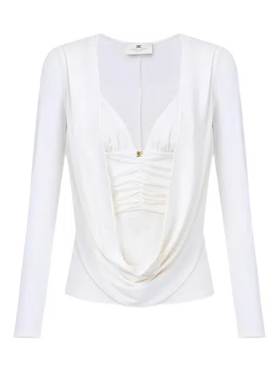 Elisabetta Franchi Draped Blouse In White