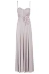 Elisabetta Franchi Red Carpet Dress Made Of Lurex Jersey Fabric With Embroidered Flower