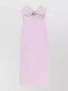 Elisabetta Franchi Draped Bustier Midi Dress With Gold Metal Detail