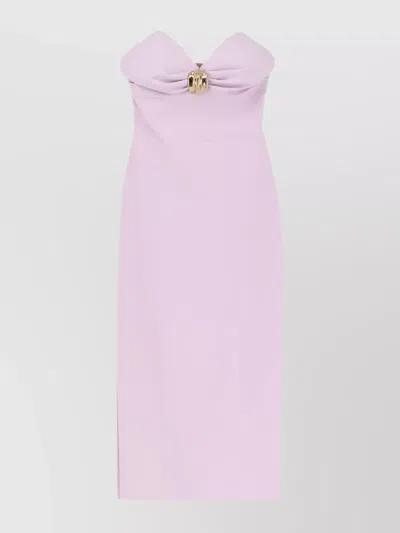 Elisabetta Franchi Draped Bustier Midi Dress With Gold Metal Detail