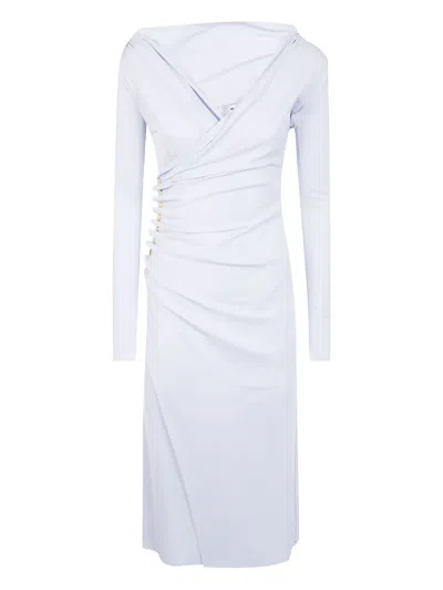 ELISABETTA FRANCHI DRAPED BUTTON-DETAIL DRESS