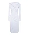 Elisabetta Franchi Draped Button-detail Dress In White