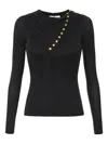 Elisabetta Franchi Draped Button Long-sleeve T-shirt In Black