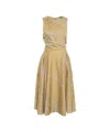 Elisabetta Franchi Midi Dress With Geometric Patterns And Rounded Collar
