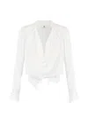 Elisabetta Franchi Draped-collar Long-sleeves Bodysuit In White