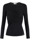 Elisabetta Franchi Draped Crepe Top In Black