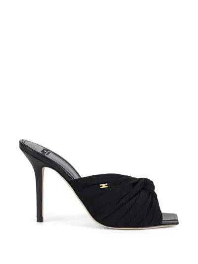 Elisabetta Franchi Draped Crossed Strap Sandals In Black