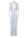 Elisabetta Franchi Draped Crossover Maxi Dress In Blue