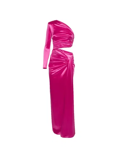 Pre-owned Elisabetta Franchi Draped Cut-out Maxi Dress In Pink