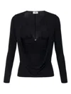 Elisabetta Franchi Crepe Jersey Sweater With Jewel Logo In Black