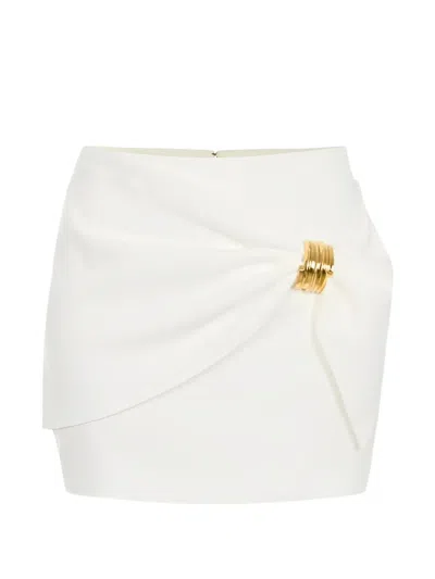Elisabetta Franchi Draped Detail Mini Skirt In White