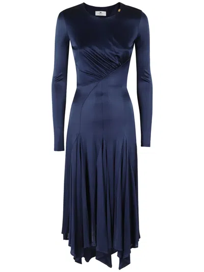 ELISABETTA FRANCHI DRAPED-DETAILING MIDI DRESS