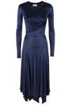 Elisabetta Franchi Draped Evening Dress In Blue