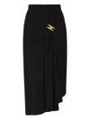 Elisabetta Franchi Draped Gold-buckle Midi Skirt In Black