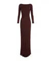 Elisabetta Franchi Drapiertes Jersey-abendkleid In Brown