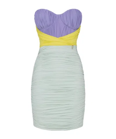 ELISABETTA FRANCHI ELISABETTA FRANCHI TRICOLOUR DRAPED JERSEY MINI DRESS