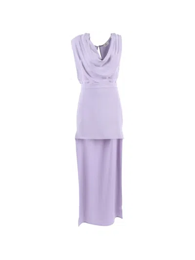Elisabetta Franchi Draped Keyhole Mini Dress In Purple