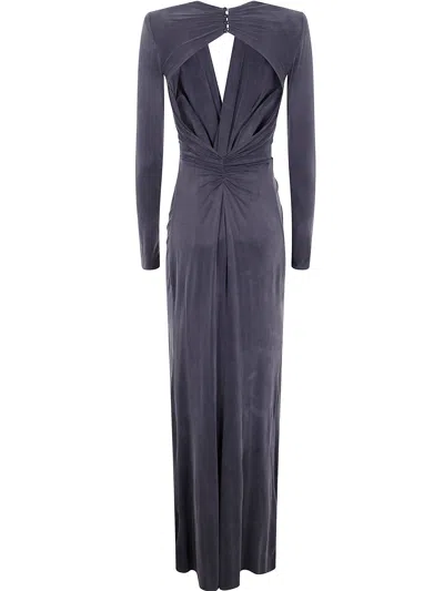 Elisabetta Franchi Draped Knot Detailing Dress In Gray