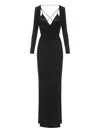 Elisabetta Franchi Maxi Dress With Draped Cowl Neckline In Black
