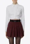 Elisabetta Franchi Technical Nylon Zipped Pleated Mini Skirt In White