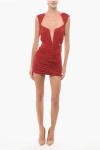 Elisabetta Franchi Draped Lurex Minidress With See Through Detail