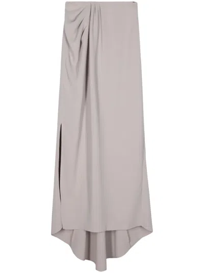 Elisabetta Franchi Draped Crepe Long Skirt In Neutrals