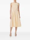 Elisabetta Franchi Cotton Poplin Dress With Logo Detail In Yellow