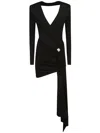 Elisabetta Franchi Jewel-detail Draped Mini Dress In Black