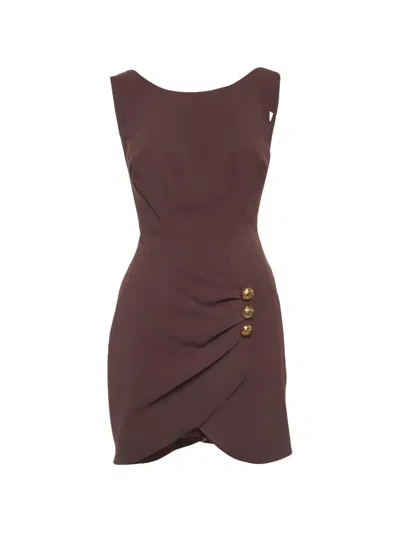 Pre-owned Elisabetta Franchi Draped Mini Dress In Brown