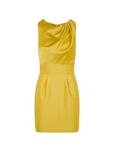 Elisabetta Franchi Draped Mini Dress In Yellow