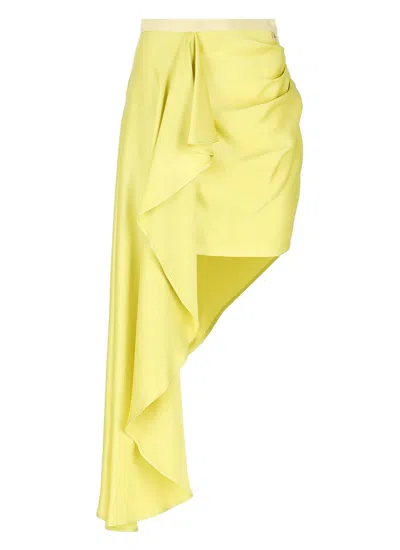Elisabetta Franchi Draped Crepe Miniskirt In Yellow