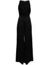 Elisabetta Franchi Draped Palazzo Jumpsuit In 黑色