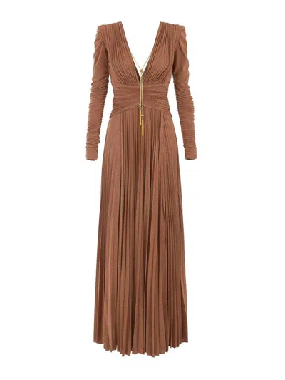 ELISABETTA FRANCHI VESTIDO MIDI - MARRÓN