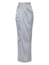 Elisabetta Franchi Draped Satin Maxi Skirt In Gray