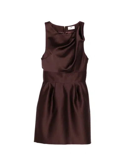 Elisabetta Franchi One Shoulder Satin Mini Dress Sleeveless In Burgundy