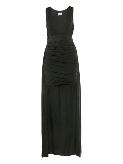 Pre-owned Elisabetta Franchi Draped V-neck Gown In Black
