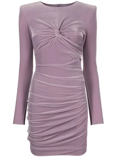 Elisabetta Franchi Draped Velvet Minidress In Purple