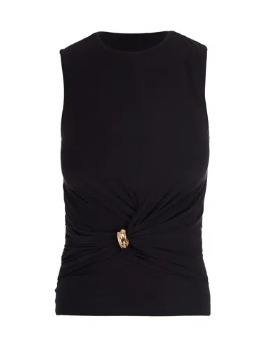 Elisabetta Franchi Draped Viscose Tank Top In Black