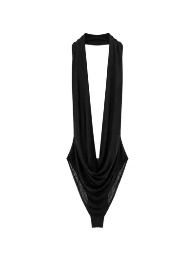 Elisabetta Franchi Draped-detail Bodysuit In Black