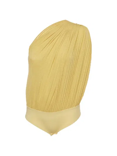 Pre-owned Elisabetta Franchi Draped-details Bodysuit In Gold