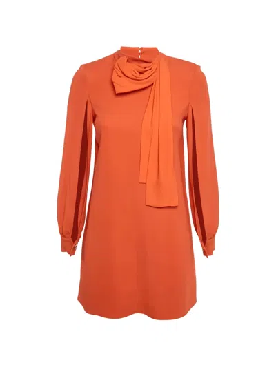 Pre-owned Elisabetta Franchi Draped-neck Mini Dress In Orange