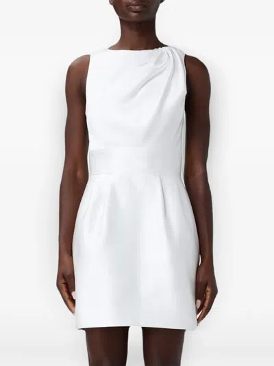 Elisabetta Franchi Draped-neckline Logo-plaque Mini Dress In White