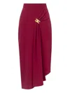 Elisabetta Franchi Draping-jewel Logo Midi Skirt In Red