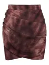 Elisabetta Franchi Draping Jewel Python-print Buttons Skirt In Burgundy