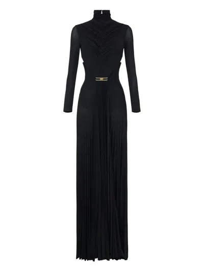 Elisabetta Franchi Draping Pleated Maxi Dress In Black