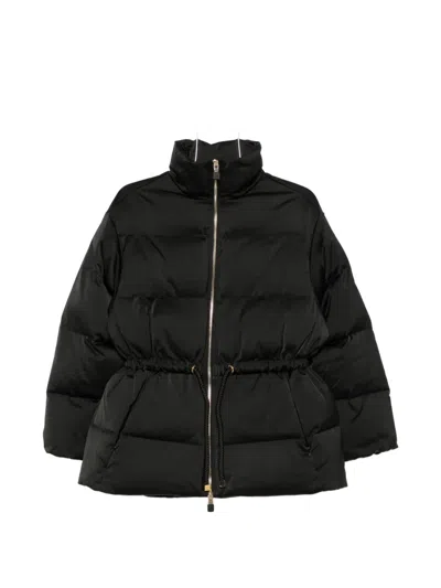 Elisabetta Franchi Drawstring Puffer Jacket In Black
